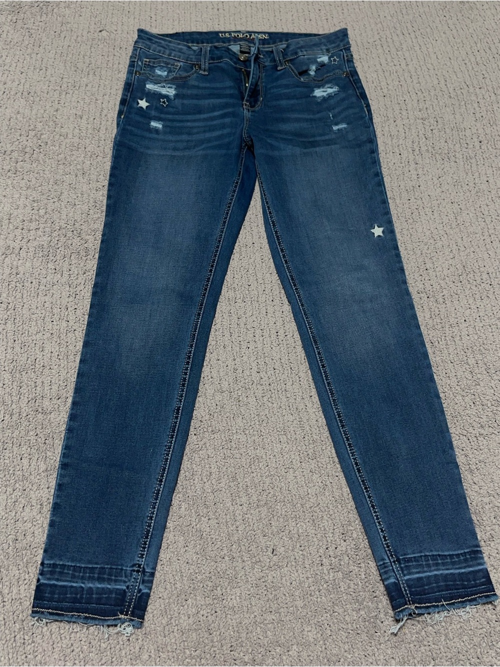 U.S. Polo Assn. Women’s Dark Blue Skinny Jeans with Star Accents